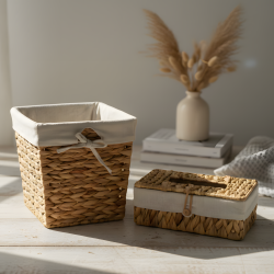 Straw Trash Can & Tissue Box